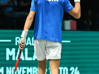 Matteo Arnaldi (ITA) competes during the 2024 Davis Cup Finals Group Stage match between Italy and Brazil at Unipol Arena in Bologna, Italy,...