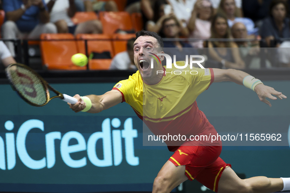 Roberto Bautista during the Davis Cup match between Czechia and Spain in Czechia, on September 11, 2023. 