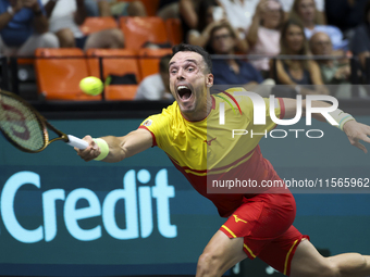 Roberto Bautista during the Davis Cup match between Czechia and Spain in Czechia, on September 11, 2023. (