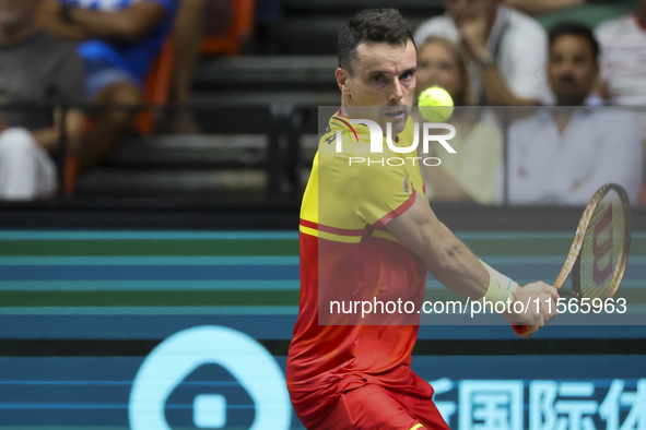 Roberto Bautista during the Davis Cup match between Czechia and Spain in Czechia, on September 11, 2023. 