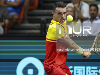 Roberto Bautista during the Davis Cup match between Czechia and Spain in Czechia, on September 11, 2023. (