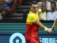 Roberto Bautista during the Davis Cup match between Czechia and Spain in Czechia, on September 11, 2023. (