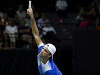 Tomas Machac participates in the Davis Cup match between Czechia and Spain in Valencia, Spain, on September 11, 2023. (