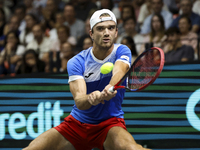 Tomas Machac participates in the Davis Cup match between Czechia and Spain in Valencia, Spain, on September 11, 2023. (