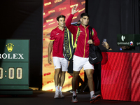 Carlos Alcaraz and David Ferrer before the Davis Cup match between Czechia and Spain in Valencia, Spain, on September 11, 2023. (