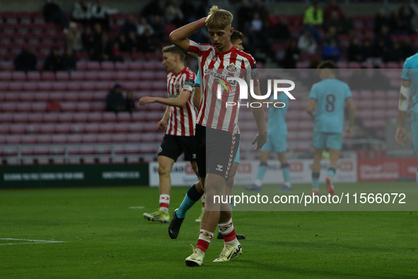 Sunderland's Tom Watson shows dejection during the Premier League International Cup Group B match between Sunderland and Athletic Club De Bi...