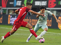 Diego Lainez #16 of Mexico drives the ball forward during the international friendly match between Mexico and Canada at AT&T Stadium in Mexi...