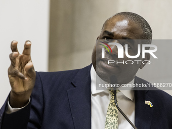 Britain's Foreign Secretary David Lammy speaks during a joint press conference with Ukraine's Foreign Minister Andrii Sybiha and U.S. Secret...