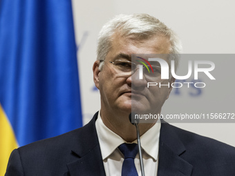 Ukraine's Foreign Minister Andrii Sybiha speaks during a joint press conference with U.S. Secretary of State Antony Blinken (not pictured) a...