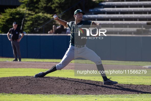 The Yolo High Wheelers (14) beat the Oakland Ballers (4) in game 1 (round 1) of the Pioneer Baseball League's playoffs in Davis, Calif., on...