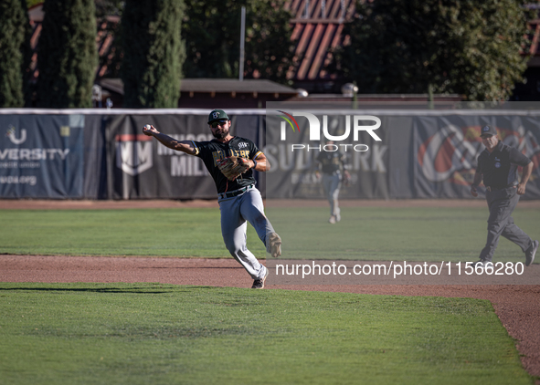 The Yolo High Wheelers (14) beat the Oakland Ballers (4) in game 1 (round 1) of the Pioneer Baseball League's playoffs in Davis, Calif., on...