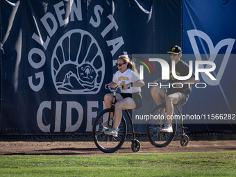 The Yolo High Wheelers (14) beat the Oakland Ballers (4) in game 1 (round 1) of the Pioneer Baseball League's playoffs in Davis, Calif., on...