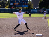 The Yolo High Wheelers (14) beat the Oakland Ballers (4) in game 1 (round 1) of the Pioneer Baseball League's playoffs in Davis, Calif., on...