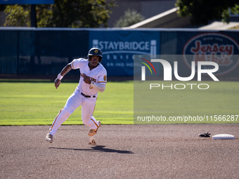 The Yolo High Wheelers (14) beat the Oakland Ballers (4) in game 1 (round 1) of the Pioneer Baseball League's playoffs in Davis, Calif., on...