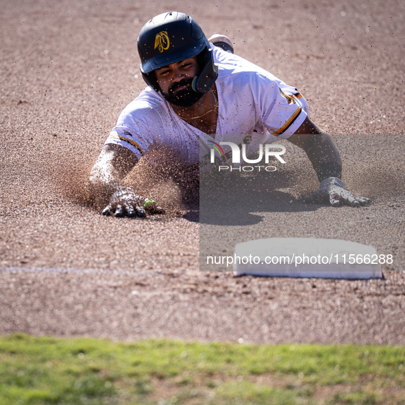 The Yolo High Wheelers (14) beat the Oakland Ballers (4) in game 1 (round 1) of the Pioneer Baseball League's playoffs in Davis, Calif., on...