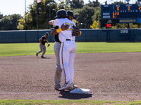 The Yolo High Wheelers (14) beat the Oakland Ballers (4) in game 1 (round 1) of the Pioneer Baseball League's playoffs in Davis, Calif., on...