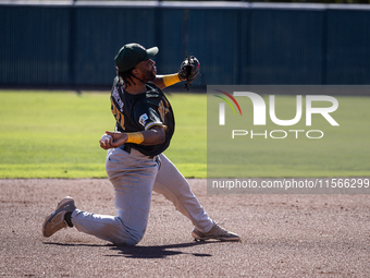 The Yolo High Wheelers (14) beat the Oakland Ballers (4) in game 1 (round 1) of the Pioneer Baseball League's playoffs in Davis, Calif., on...