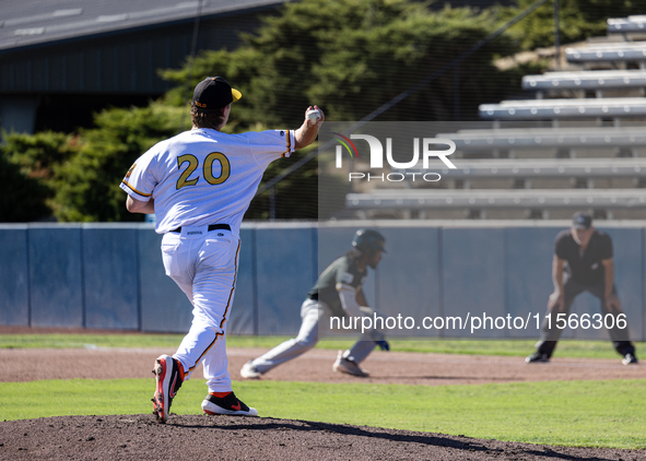 The Yolo High Wheelers (14) beat the Oakland Ballers (4) in game 1 (round 1) of the Pioneer Baseball League's playoffs in Davis, Calif., on...