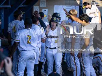 The Yolo High Wheelers (14) beat the Oakland Ballers (4) in game 1 (round 1) of the Pioneer Baseball League's playoffs in Davis, Calif., on...