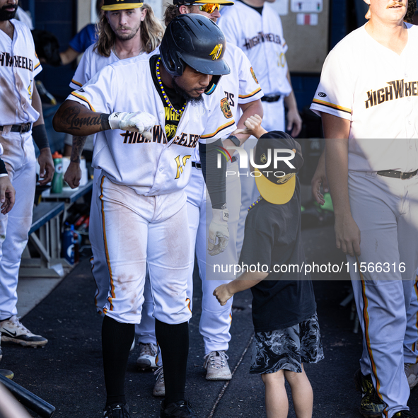 The Yolo High Wheelers (14) beat the Oakland Ballers (4) in game 1 (round 1) of the Pioneer Baseball League's playoffs in Davis, Calif., on...