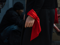 Members of the Cueca Sola collective perform an activity in front of the Palacio de La Moneda to commemorate the 51st anniversary of the Mil...