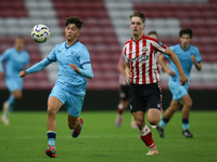 Athletic Club Bilbao's Javier Sola breaks away from Sunderland's Luke Bell during the Premier League International Cup Group B match between...