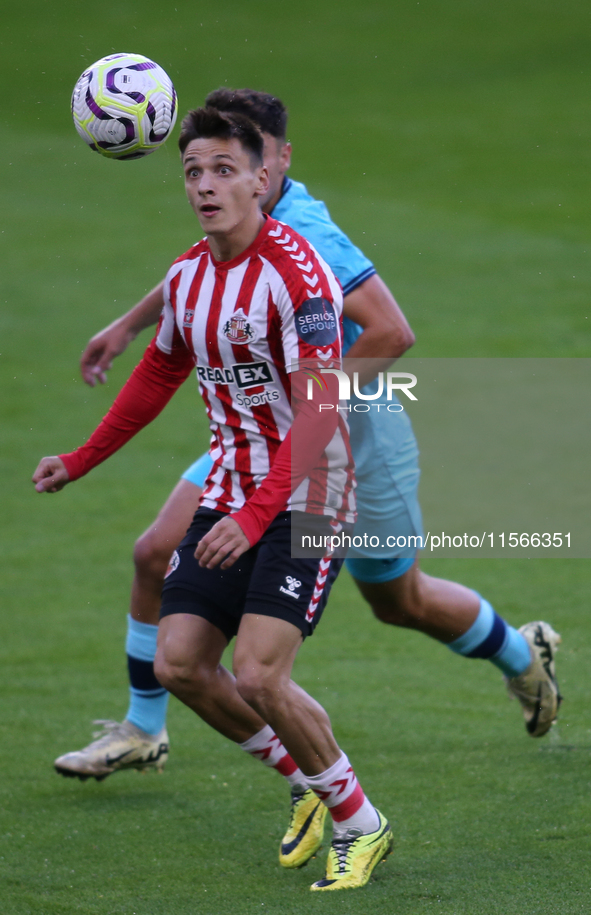 Sunderland's Nazariy Rusyn looks at the ball during the Premier League International Cup Group B match between Sunderland and Athletic Club...