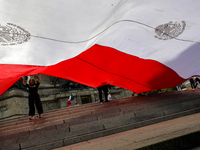 Judicial branch workers take part in a protest at the Angel de la Independencia after the approval of the judicial reform to elect all judge...