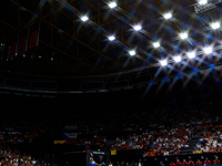 Tomas Machac of Czechia plays against Carlos Alcaraz of Spain during the 2024 Davis Cup Group B Stage match between Czechia and Spain at Pab...