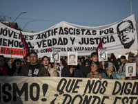 People march through the streets of Valparaiso, Chile, on September 11, 2024, in commemoration of the 51st anniversary of the coup. (