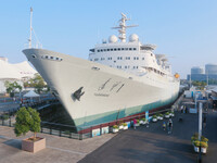 The Yuanwang 1 space merit ship is moored to visitors at the former site of Jiangnan Shipyard on the Huangpu River in Shanghai, China, on Se...