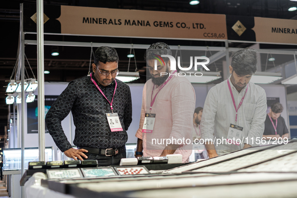 Visitors and exhibitors attend the 70th gems and jewelry fair in Bangkok, Thailand. The trade show is one of the most important events of it...