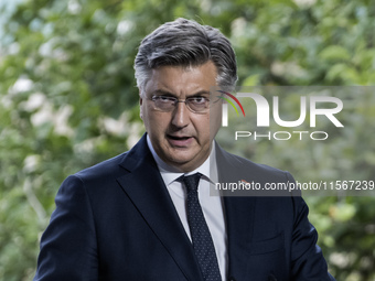 Croatia's Prime Minister Andrej Plenkovic attends a joint press conference with Lithuania's President Nauseda, Ukrainian President Zelenskiy...