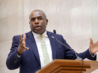 UK Foreign Secretary David Lammy attends a joint news conference with Minister of Foreign Affairs of Ukraine Andrii Sybiha and US Secretary...