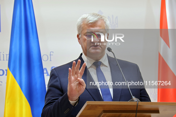 Minister of Foreign Affairs of Ukraine Andrii Sybiha attends a joint news conference with US Secretary of State Antony Blinken and UK Foreig...