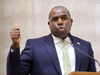 UK Foreign Secretary David Lammy attends a joint news conference with Minister of Foreign Affairs of Ukraine Andrii Sybiha and US Secretary...