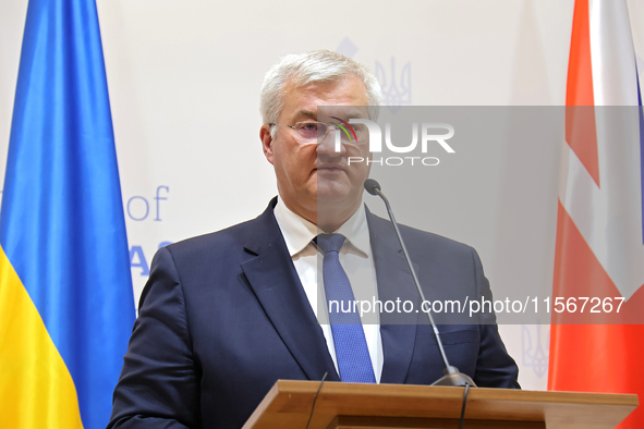 Minister of Foreign Affairs of Ukraine Andrii Sybiha attends a joint news conference with US Secretary of State Antony Blinken and UK Foreig...