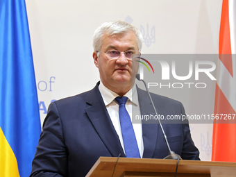 Minister of Foreign Affairs of Ukraine Andrii Sybiha attends a joint news conference with US Secretary of State Antony Blinken and UK Foreig...