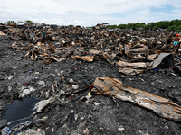 A view of the rubble of damaged houses following a huge fire that engulfs at least 800 houses in Bacoor, Cavite, the Philippines, on Septemb...