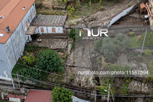 A massive mudslide from Mount Pendolo causes fear among residents of Gragnano in Naples on Wednesday evening. The landslide encroaches on th...