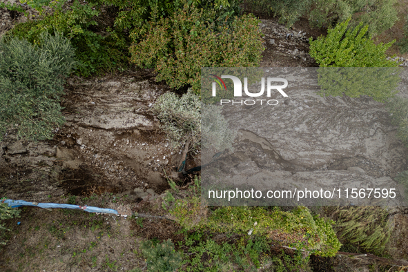 A massive mudslide from Mount Pendolo causes fear among residents of Gragnano in Naples on Wednesday evening. The landslide encroaches on th...