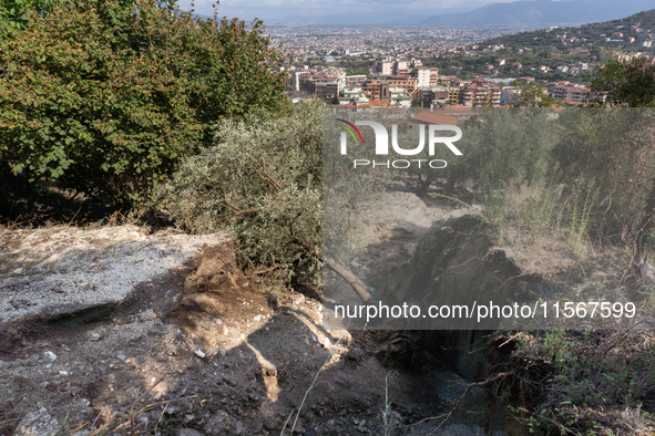 A massive mudslide from Mount Pendolo causes fear among residents of Gragnano in Naples on Wednesday evening. The landslide encroaches on th...