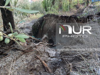 A massive mudslide from Mount Pendolo causes fear among residents of Gragnano in Naples on Wednesday evening. The landslide encroaches on th...