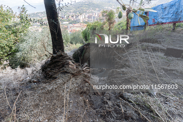 A massive mudslide from Mount Pendolo causes fear among residents of Gragnano in Naples on Wednesday evening. The landslide encroaches on th...