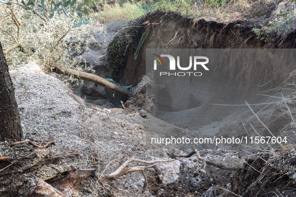 A massive mudslide from Mount Pendolo causes fear among residents of Gragnano in Naples on Wednesday evening. The landslide encroaches on th...