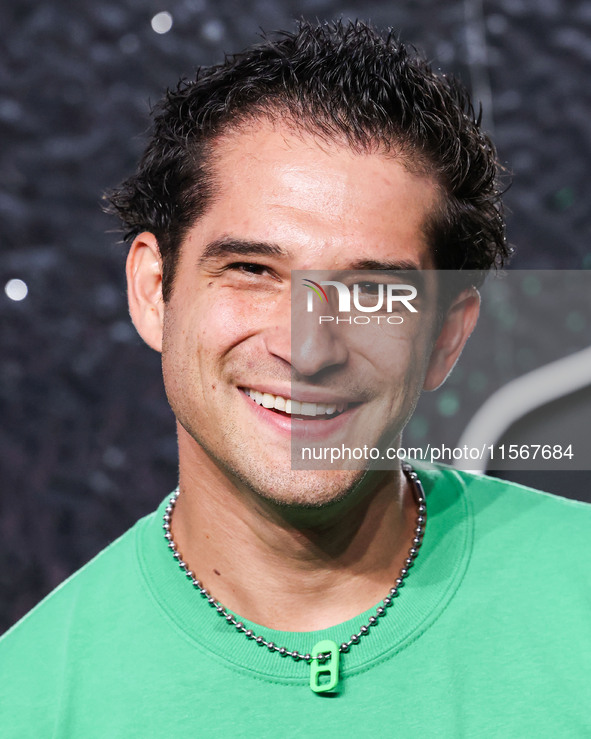 Tyler Posey arrives at the 2024 MTV Video Music Awards held at UBS Arena on September 11, 2024 in Elmont, New York, United States. 