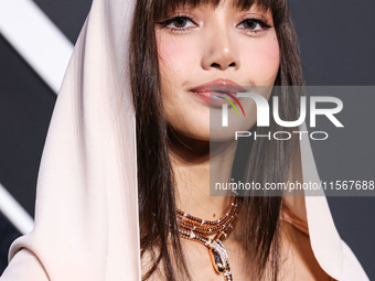 Lisa, Lalisa Manobal, Blackpink wearing Mugler arrives at the 2024 MTV Video Music Awards held at UBS Arena on September 11, 2024 in Elmont,...