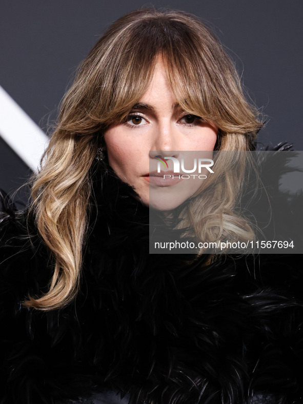 Suki Waterhouse wearing Dolce and Gabanna arrives at the 2024 MTV Video Music Awards held at UBS Arena on September 11, 2024 in Elmont, New...