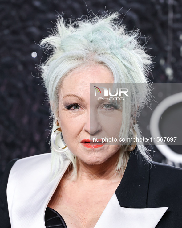 Cyndi Lauper arrives at the 2024 MTV Video Music Awards held at UBS Arena on September 11, 2024 in Elmont, New York, United States. 