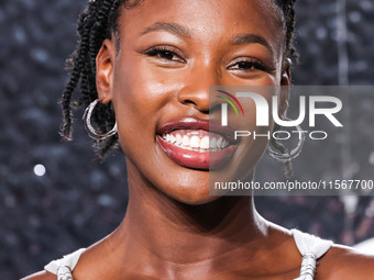 Ashleigh Johnson arrives at the 2024 MTV Video Music Awards held at UBS Arena on September 11, 2024 in Elmont, New York, United States. (